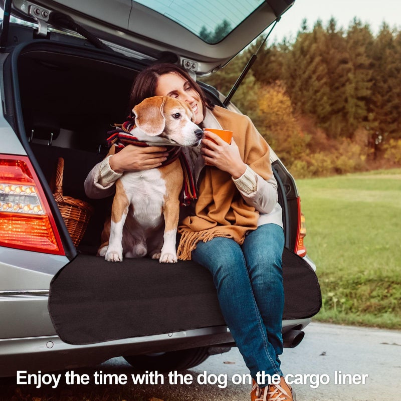F-color SUV Cargo Liner for Dogs - Waterproof Pet Cargo Liner, Comfort Dog Cargo Cover with Bumper Flap Protector, Scrachproof for Large SUVs Sedans Trunks Vans, Black - Image 5